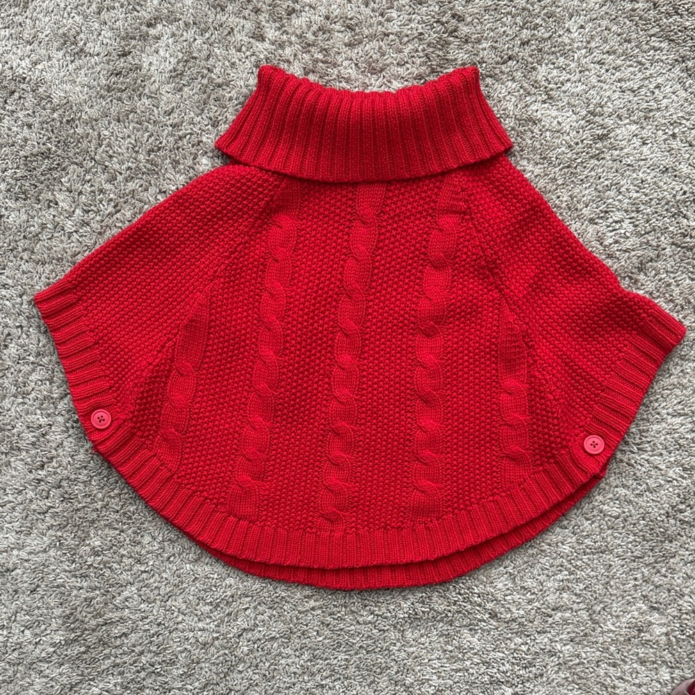 Carter’s - Red Knit Poncho with Turtleneck- Size 5/5A